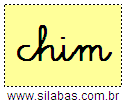 Silaba CHIM em Letra Cursiva