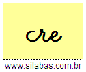 Silaba CRE em Letra Cursiva