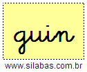 Silaba GUIN em Letra Cursiva