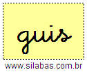Silaba GUIS em Letra Cursiva