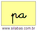 Silaba PA em Letra Cursiva