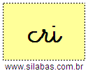 Silaba CRI em Letra Cursiva