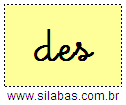 Silaba DES em Letra Cursiva