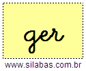 Silaba GER em Letra Cursiva