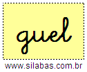 Silaba GUEL em Letra Cursiva