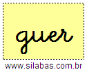 Silaba GUER em Letra Cursiva