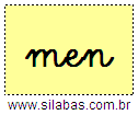 Silaba MEN em Letra Cursiva