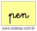 Silaba PEN em Letra Cursiva