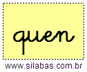 Silaba QUEN em Letra Cursiva