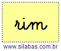 Silaba RIM em Letra Cursiva